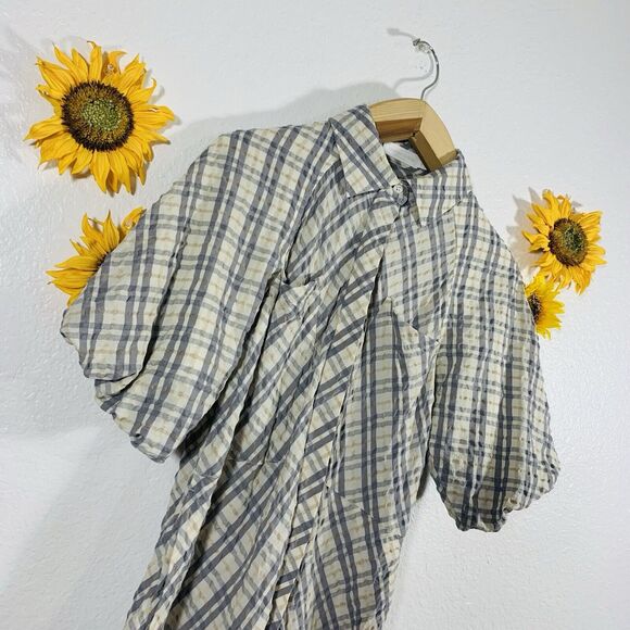 Jonathan Simkhai Puffy Sleeve Button Collar Mini Dress Size Small MSRP $344 Wome - Picture 10 of 16